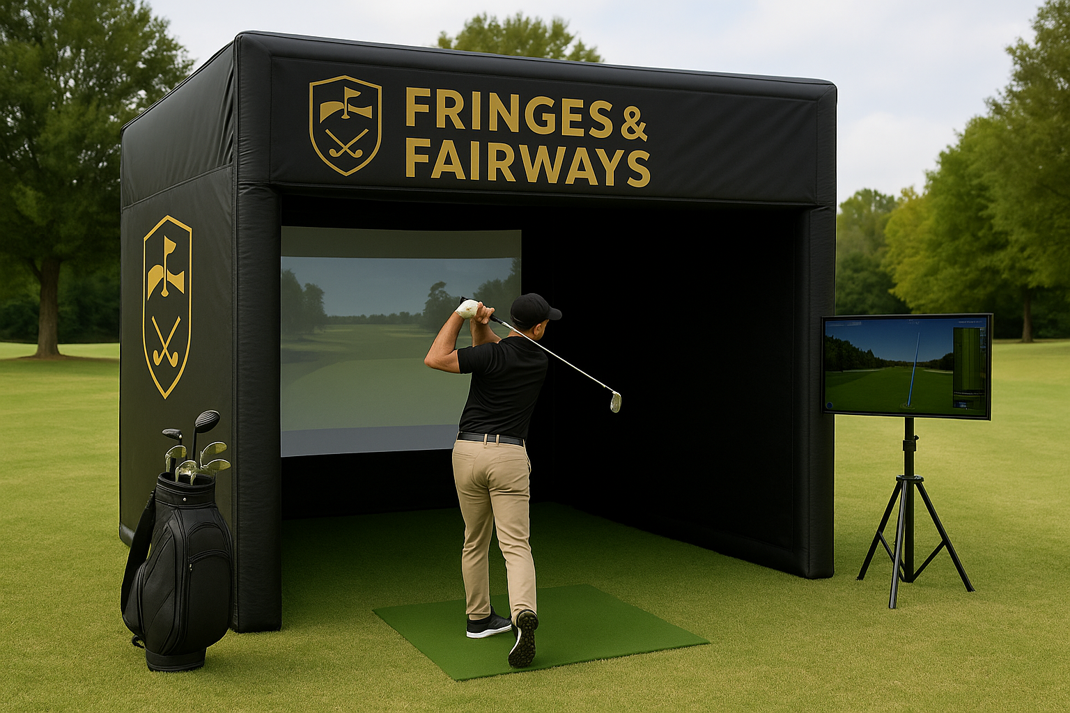 Fringes & Fairways mobile golf simulator setup
